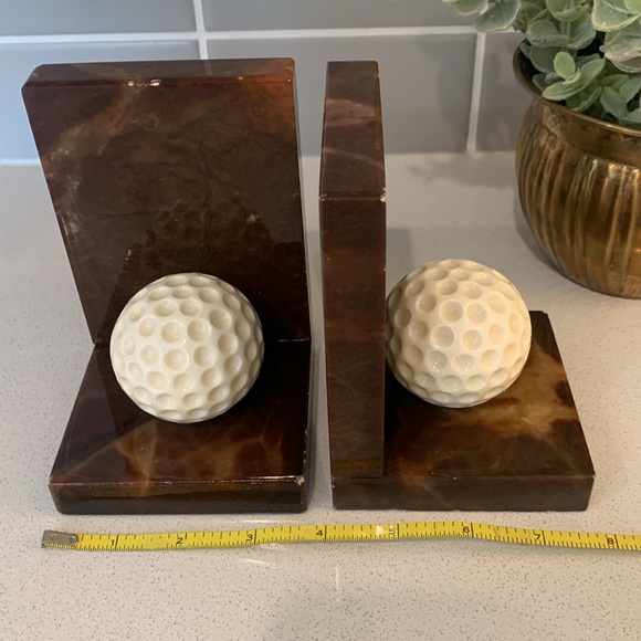 Vintage Alabaster Golf Ball Bookends - Picture 8 of 12